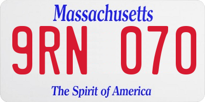 MA license plate 9RN070