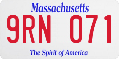 MA license plate 9RN071