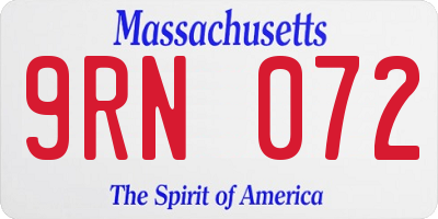 MA license plate 9RN072