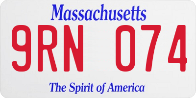 MA license plate 9RN074