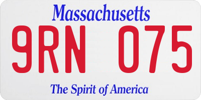 MA license plate 9RN075