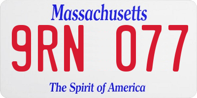 MA license plate 9RN077