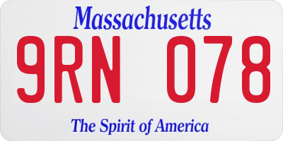 MA license plate 9RN078