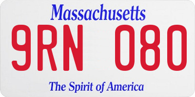 MA license plate 9RN080