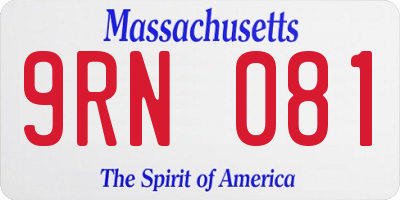 MA license plate 9RN081
