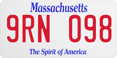 MA license plate 9RN098
