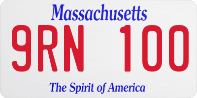 MA license plate 9RN100