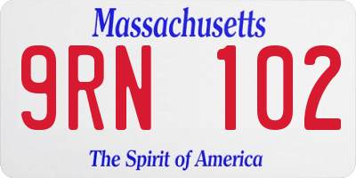 MA license plate 9RN102