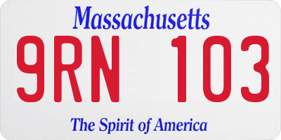 MA license plate 9RN103