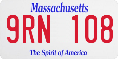 MA license plate 9RN108