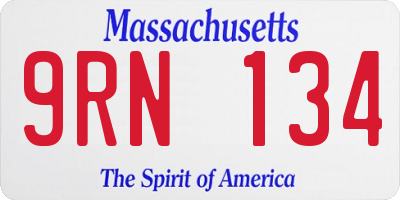MA license plate 9RN134