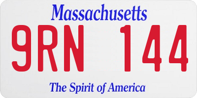 MA license plate 9RN144