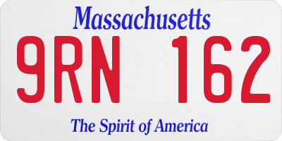 MA license plate 9RN162