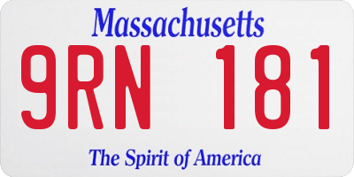 MA license plate 9RN181