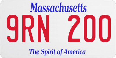 MA license plate 9RN200