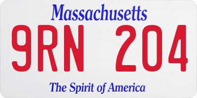 MA license plate 9RN204