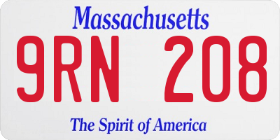 MA license plate 9RN208