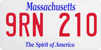 MA license plate 9RN210