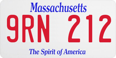 MA license plate 9RN212