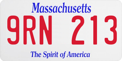 MA license plate 9RN213