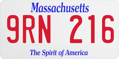 MA license plate 9RN216