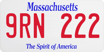 MA license plate 9RN222