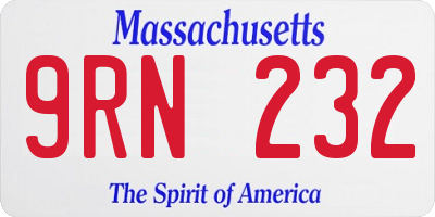 MA license plate 9RN232