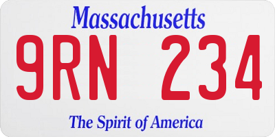 MA license plate 9RN234
