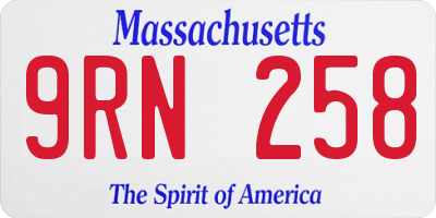 MA license plate 9RN258