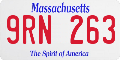 MA license plate 9RN263