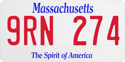 MA license plate 9RN274