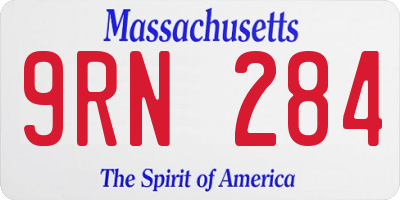 MA license plate 9RN284
