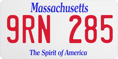MA license plate 9RN285