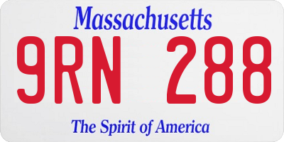 MA license plate 9RN288