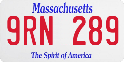 MA license plate 9RN289