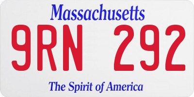 MA license plate 9RN292
