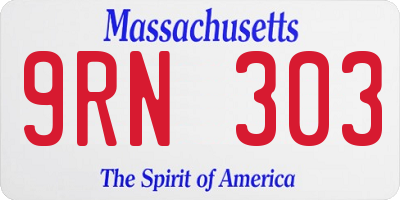 MA license plate 9RN303