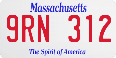 MA license plate 9RN312