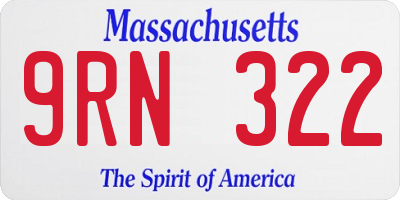 MA license plate 9RN322