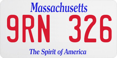 MA license plate 9RN326