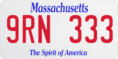 MA license plate 9RN333