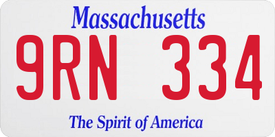 MA license plate 9RN334