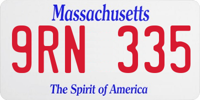 MA license plate 9RN335