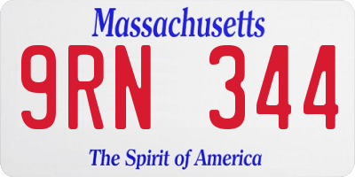 MA license plate 9RN344