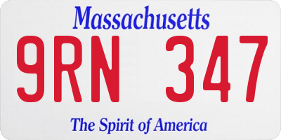 MA license plate 9RN347