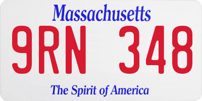 MA license plate 9RN348