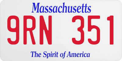 MA license plate 9RN351