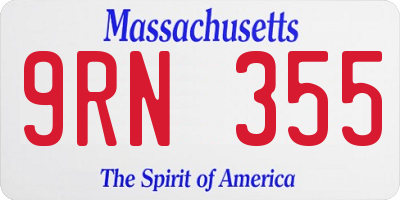 MA license plate 9RN355