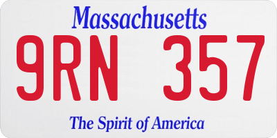 MA license plate 9RN357