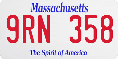 MA license plate 9RN358